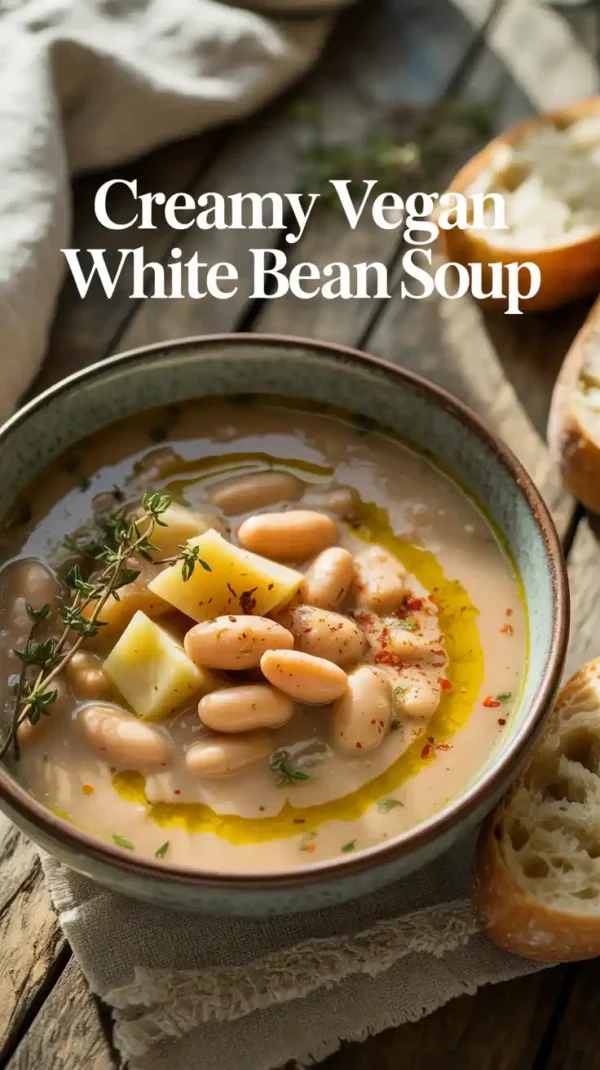 Creamy Tuscan-Inspired Vegan White Bean Soup